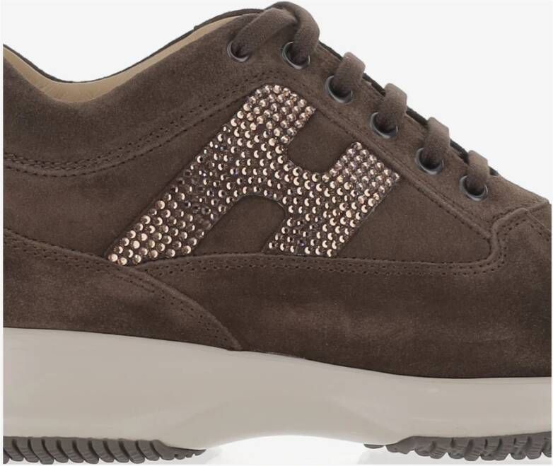 Hogan Leren Veterschoenen met Strass