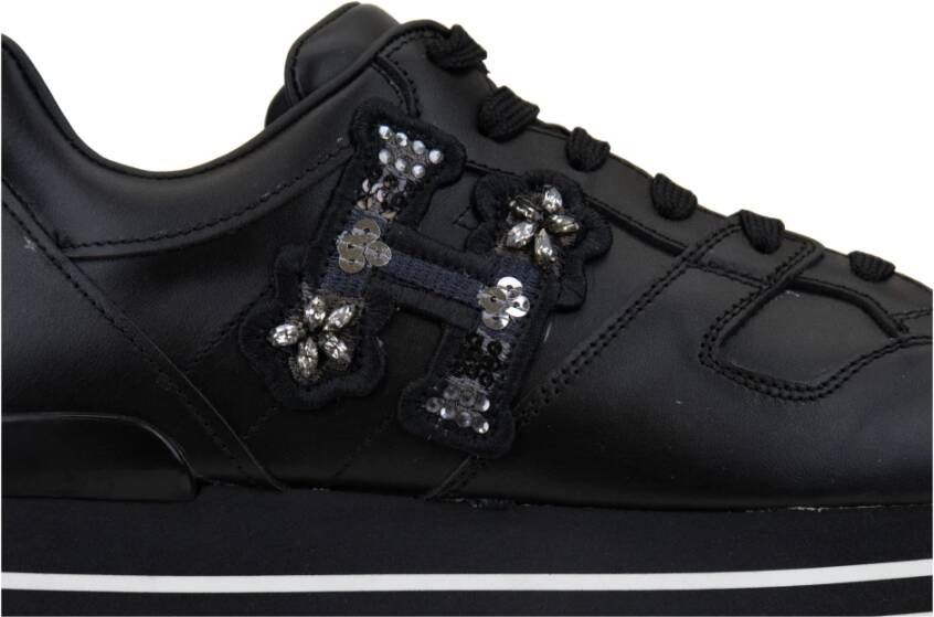 Hogan Leren Vetersneakers Black Dames