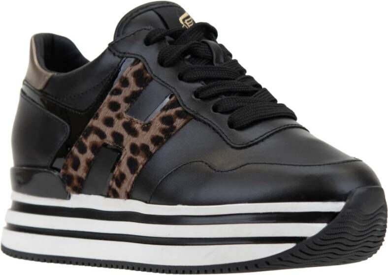 Hogan Leren Vetersneakers met 'H' Detail Black Dames