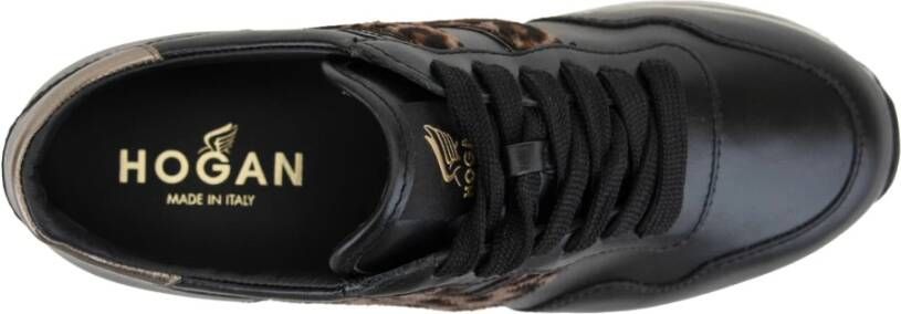 Hogan Leren Vetersneakers met 'H' Detail Black Dames