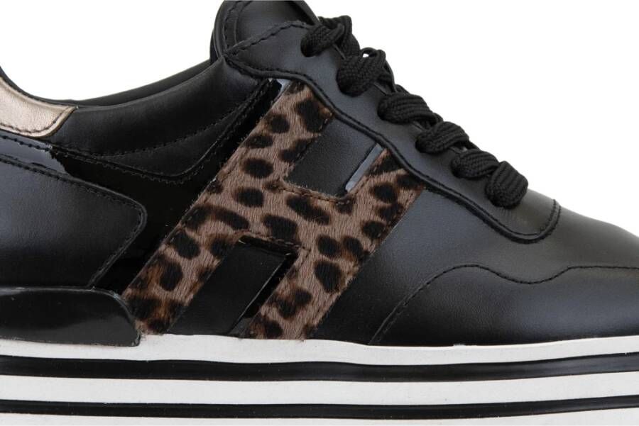 Hogan Leren Vetersneakers met 'H' Detail Black Dames