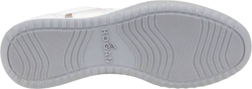 Hogan Leren Vetersneakers met Logopatch White Dames