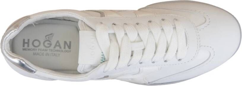 Hogan Leren Vetersneakers met Logopatch White Dames