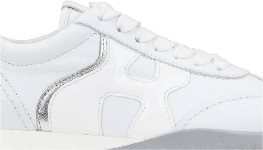 Hogan Leren Vetersneakers met Logopatch White Dames
