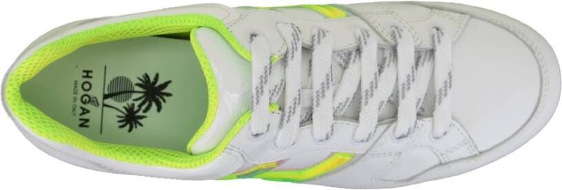 Hogan Leren Vetersneakers met Merkprint White Dames