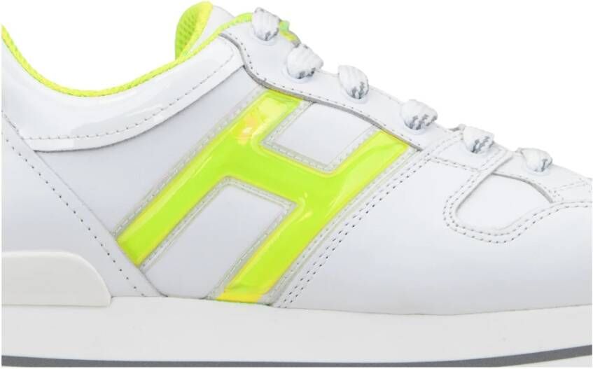 Hogan Leren Vetersneakers met Merkprint White Dames
