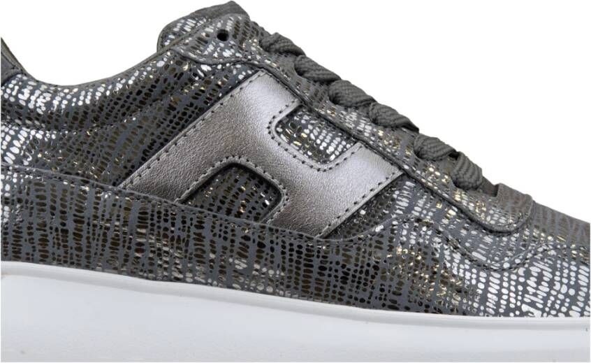 Hogan Leren Vetersneakers met Suède Inzetstuk Gray Dames