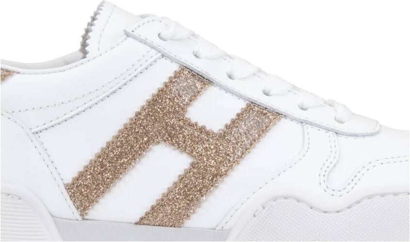 Hogan Leren Vetersneakers voor Dames White Dames