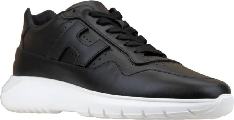 Hogan Leren Vetersneakers voor Vrouwen Black Dames