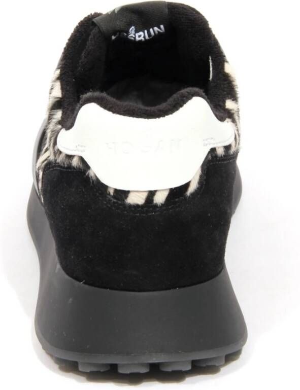Hogan Leren Bont Sneaker met Cavallino Inzetstukken
