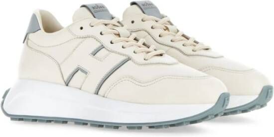Hogan Logo-Patch Sneakers Beige Dames