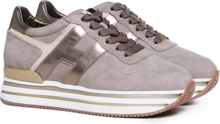 Hogan Moeras Suède Sneakers met Metallic Inzetstukken Gray Dames