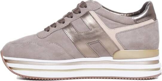 Hogan Moeras Suède Sneakers met Metallic Inzetstukken Gray Dames