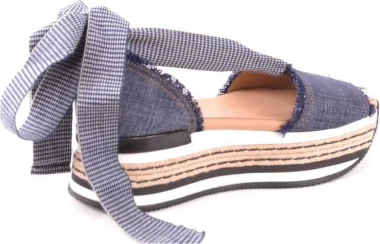 Hogan Blauwe Herringbone Flip Flops voor Vrouwen Blauw Dames