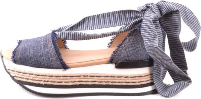 Hogan Blauwe Herringbone Flip Flops voor Vrouwen Blauw Dames