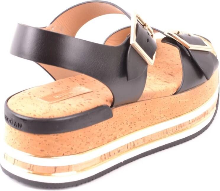 Hogan Zwarte platte sandalen met glitterpatroon Zwart Dames