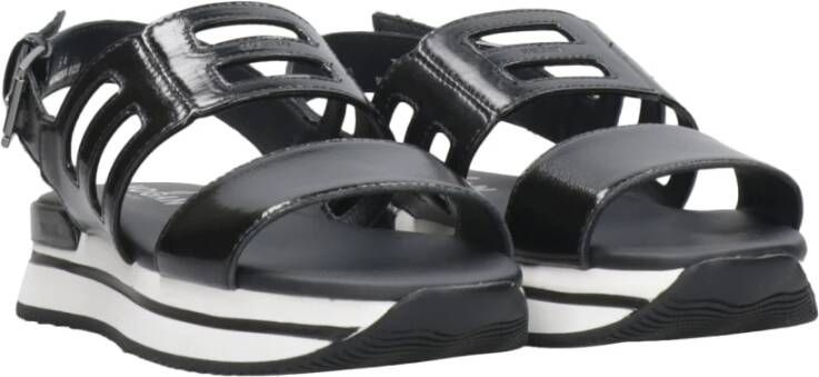 Hogan Zwarte zomersandalen met H222 zool Zwart Dames