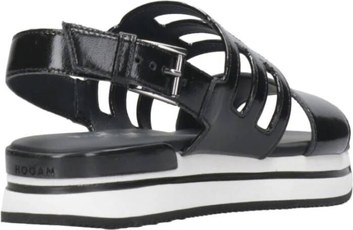 Hogan Zwarte zomersandalen met H222 zool Zwart Dames