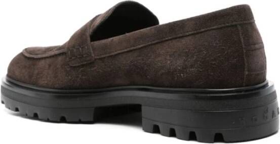 Hogan Platte schoenen in bruin suède leer