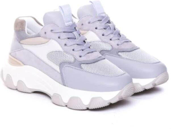 Hogan Grijze Sneakers Leer Suède Mesh Gray Dames