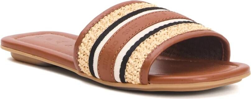 Hogan Rafia Leren Cognac Sandalen