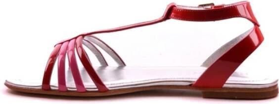 Hogan Rode Leren Gesp Sandalen