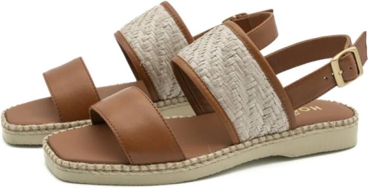 Hogan Platte Leren Sandalen voor Vrouwen Brown Dames