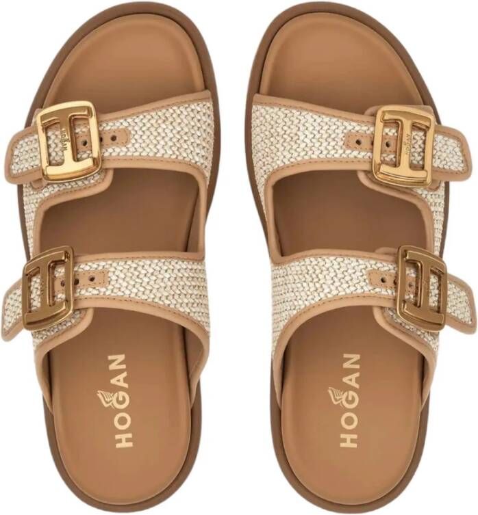 Hogan Elegante Slider Sandalen voor Dames Beige Dames