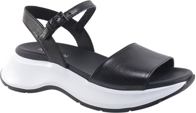 Hogan Zwarte Leren Platte Sandalen Ss23 Zwart Dames