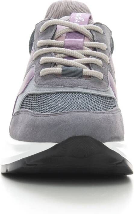 Hogan Leren en canvas sneakers met veters Grijs Dames