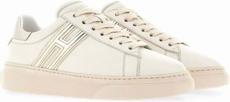 Hogan Gouden Metallic Leren Sneakers Beige Dames