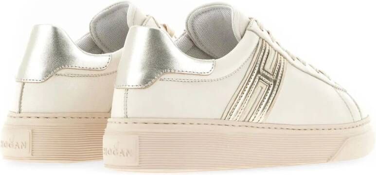 Hogan Gouden Metallic Leren Sneakers Beige Dames