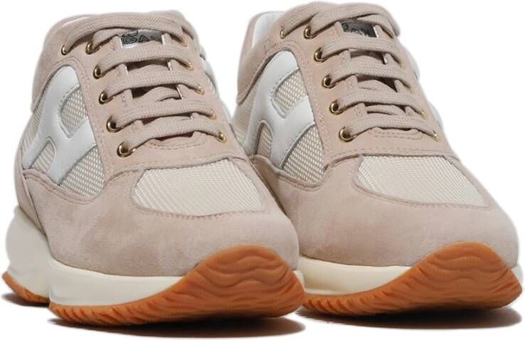 Hogan Beige Suède en Stoffen Interactieve Sneaker Dames Beige Dames