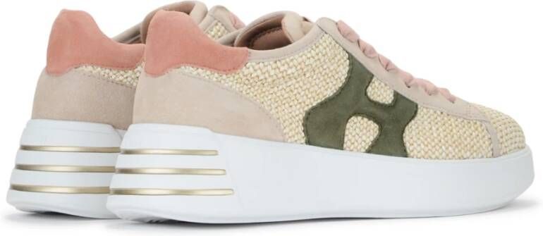 Hogan Beige en Groene Rafia Sneakers Rebel Collectie Beige Dames