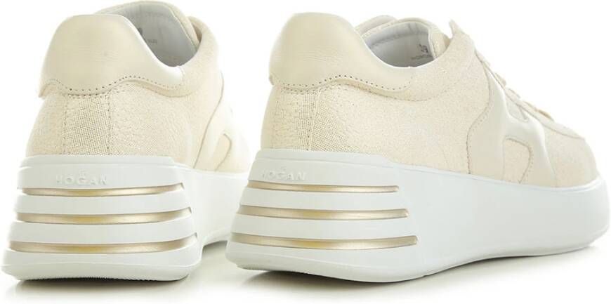 Hogan Gouden Platte Sneakers voor Modieuze Vrouwen Beige Dames