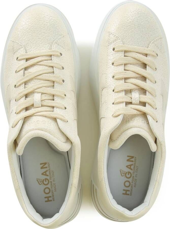 Hogan Gouden Platte Sneakers voor Modieuze Vrouwen Beige Dames