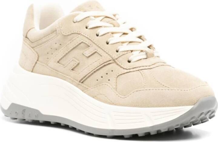 Hogan Beige Sneakers met Paneeldesign en Ronde Teen Beige Dames