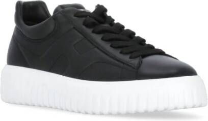 Hogan Gestreepte Leren Sneakers Black Heren