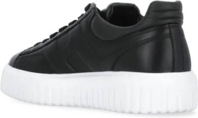 Hogan Gestreepte Leren Sneakers Black Heren