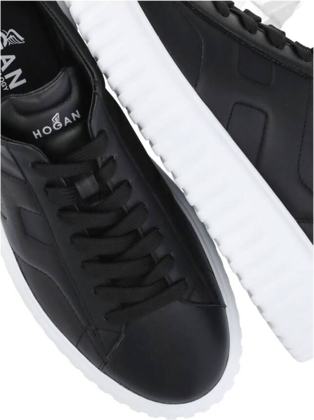 Hogan Gestreepte Leren Sneakers Black Heren