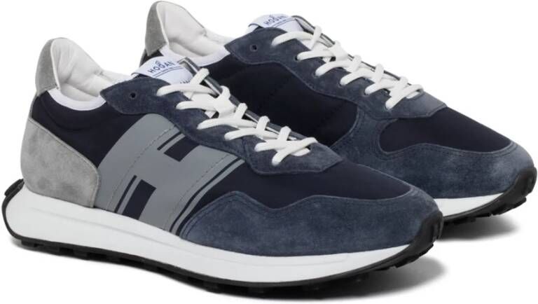 Hogan Donkerblauwe lage sneakers van kalfsleer Blauw Heren