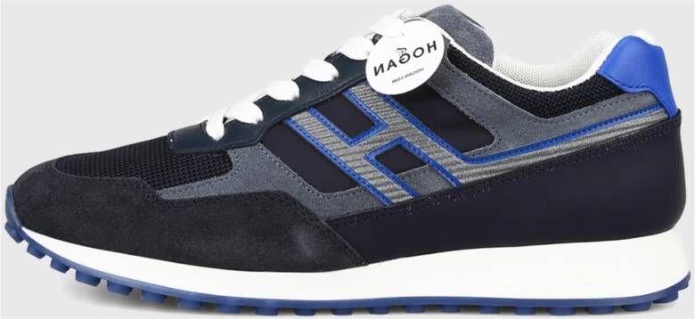 Hogan Interactieve Sneakers Grijs Suède en Blauwe Stof Blauw Heren