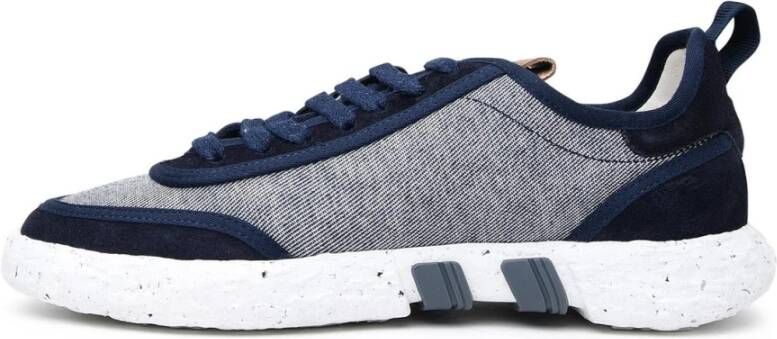 Hogan Blauwe Katoenen Sneaker met Geborduurde Zijden Top Blauw Heren