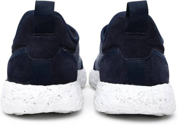 Hogan Blauwe Katoenen Sneaker met Geborduurde Zijden Top Blauw Heren