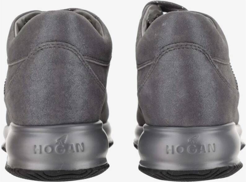 Hogan Grijze Suède Sneakers met Rhinestone Side H Logo Grijs Dames