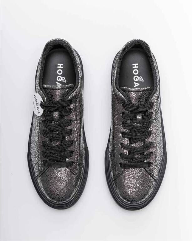 Hogan Zwarte leren sneakers met uniek design Grijs Dames