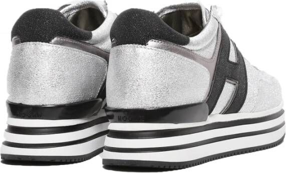 Hogan Zilvergrijze Metallic Leren Sneakers Grijs Dames