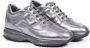 Hogan Trendy Metallic Leren Sneakers Grijs Dames - Thumbnail 2