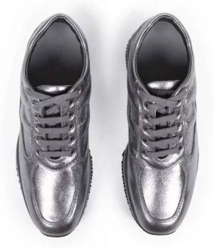 Hogan Trendy Metallic Leren Sneakers Grijs Dames