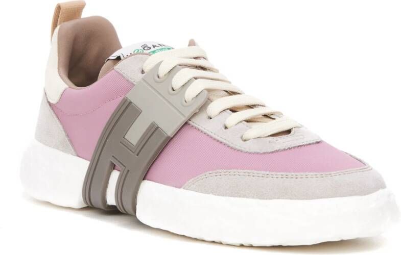 Hogan Roze Sneakers met Iconisch Logo en Vetersluiting Roze Dames